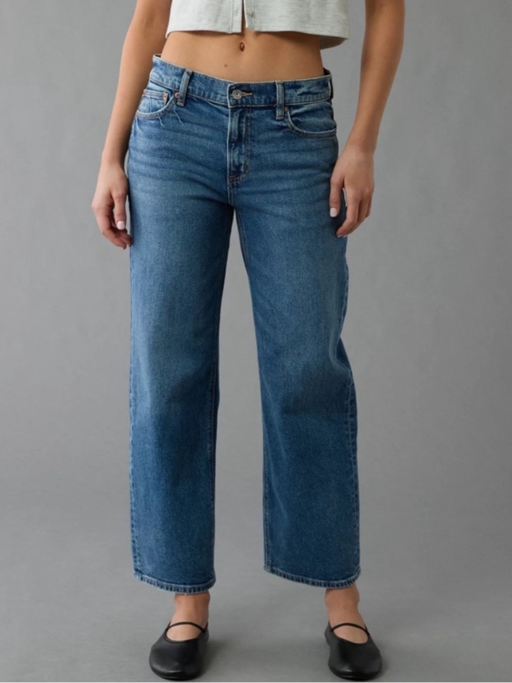 American Eagle Stovepipe Crop Jeans Blue Denim Straight Leg